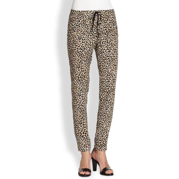 Rebecca Taylor Pants - Rebecca Taylor Leopard Drawstring rayon pant